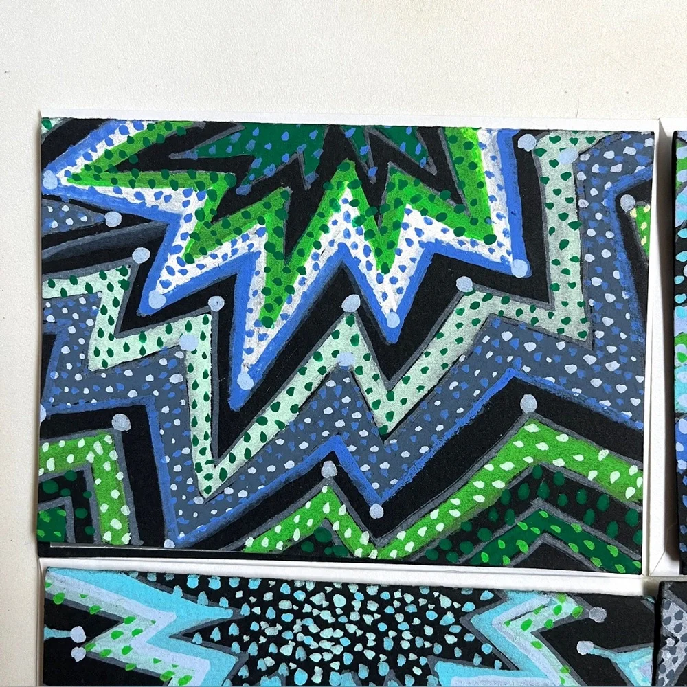 Colorful Patterned Cards-Artist Designed & Painted. Very Special Luxury Cards